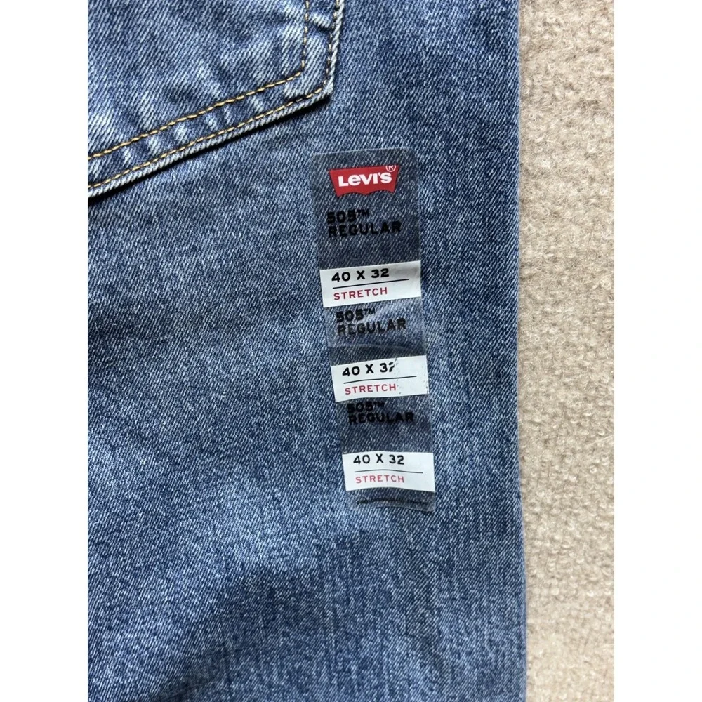 Levis Mens 505 Regular Fit Medium Wash Blue Denim Jeans Straight Leg 40x32 NWT